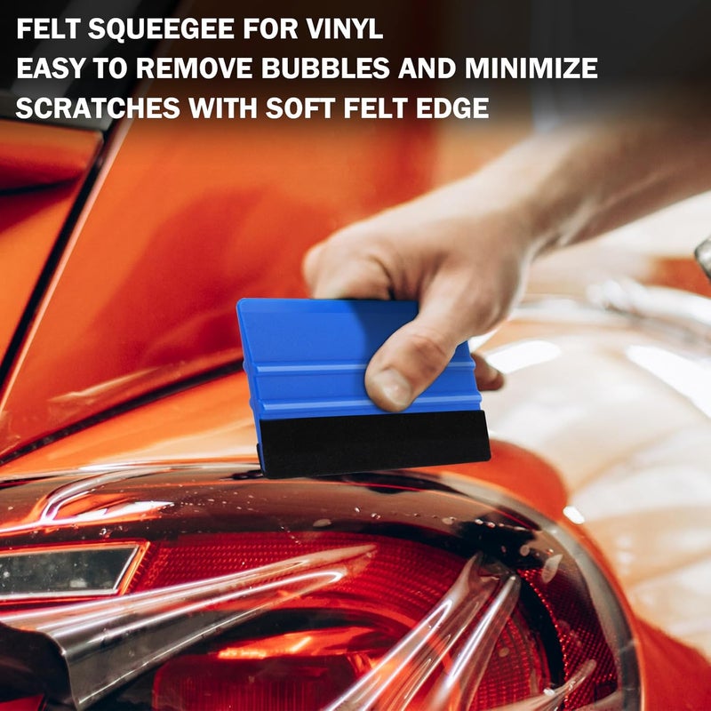 WRAPXPERT Blue Felt Squeegee,2 Pcs Squeegee for Vinyl,Medium Hardness Vinyl Squeegees Scraper Tool Kit for Crafts Car Wrap Window Tint Wallpaper Glass Film Application - Image 3